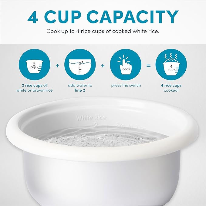 AROMA® CoreCoat Rice Cooker with Pop-Up Food Steaming Basket (4 Cups Cooked, 2 Cups Uncooked, 1 Qt)