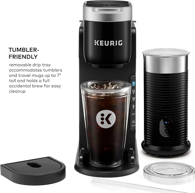 Keurig K-Café Barista Bar Single Serve Coffee Maker and Frother, with 3 Brew Sizes, Hot and Cold Coffee Capabilities, 2oz Coffee Shot Button, Black