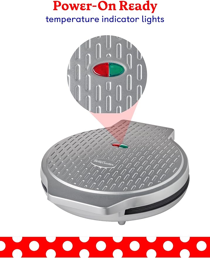 Betty Crocker Pizza Maker Plus, 12" Indoor Electric Grill, Nonstick Griddle Pan for Pizzas, Quesadillas, Tortillas, Nachos and more, 12" Electric Griddle for Delicious Meals and Snacks, Silver