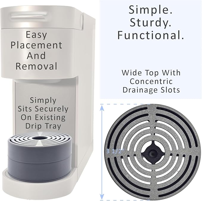 Elevate Anti-Splash Cup Riser Accessory for most Keurig K-cup, Cuisinart Single Serve, and other Coffee Makers, Adjustable for Cup Size and Drip Tray Type (Dark Gray)
