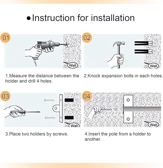Kitchen Utensils Holder Hanging Racks 304 Stainless Steel Rail Utensil Storage Hanger Wall Mounted Rack for Tools and Pots(60cm)