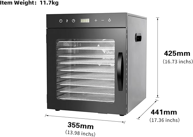 Clivia Food Dehydrator Machine with 10 Stainless Steel Trays,800W Beef Jerky Dehydrator Machine,Food Dryer for Fruits Vegetables Snack Dog Treats,24 Hour Digital Timer 86°-194° Temperature Control