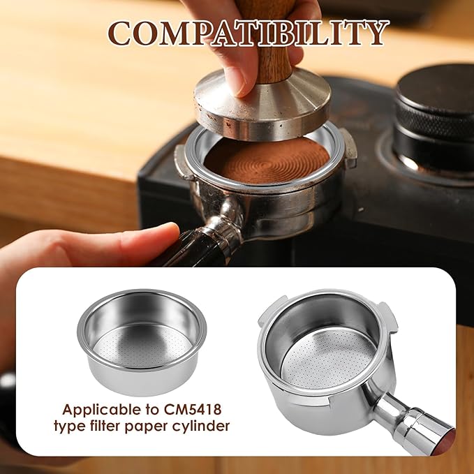 51mm Portafilter Basket, Double Cup Espresso Filter and Stainless Steel Filter Basket, Espresso Machine Parts Casabrews Compatible with Portafilter Replacement for Coffee Enthusiasts