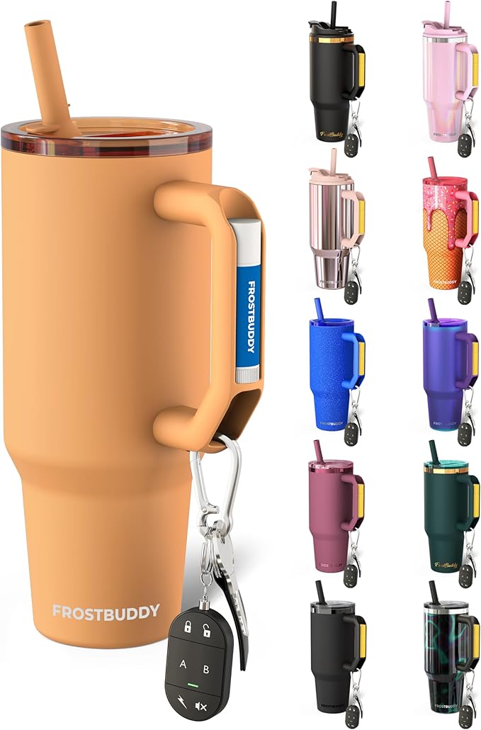 Thicc Buddy - 40 oz Stainless Steel Vacuum Insulated Tumbler with Lid and Straw for Water - Travel Mug Cupholder Friendly - Gifts for Women Men Him Her (Peachy Palm)
