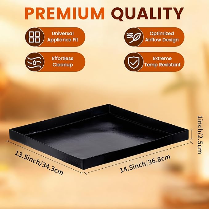 Professional-Grade 1-Pack PTFE Solid Oven Baskets, 13.5x14.5x1 Inch Non-Stick Solid Oven Trays for Commercial Kitchens & High-Volume Cooking