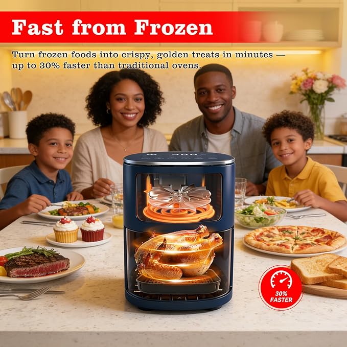 6Qt Air Fryer with Viewing Window, 12 Preset, Large Capacity, 400℉ Max Crisp, 1700W Quick Even Easy Meals, Nonstick Dishwasher Safe Basket, Bake Roast Dehydrate Reheat