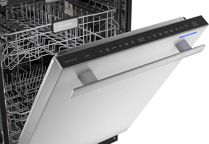 Sharp SDW6736MS 24-inch Stainless Steel Dishwasher, Third Rack, Library Quiet 47 dB, Power Wash Sprayer