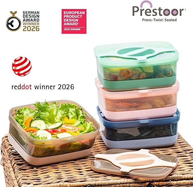 Adult Lunch Box Pack of 2 Leakproof Salad and Meal Prep 3 Cups 25.5oz Container Twistlock Lid Reusable Portable, Microwave and Dishwasher Safe BPA-Free For Work