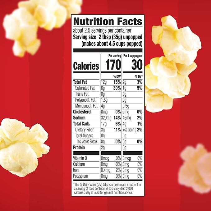 Orville Redenbacher’s Microwave Popcorn, Butter Flavor, 3g Fiber Per Serving, 3.29 oz., 36-Count