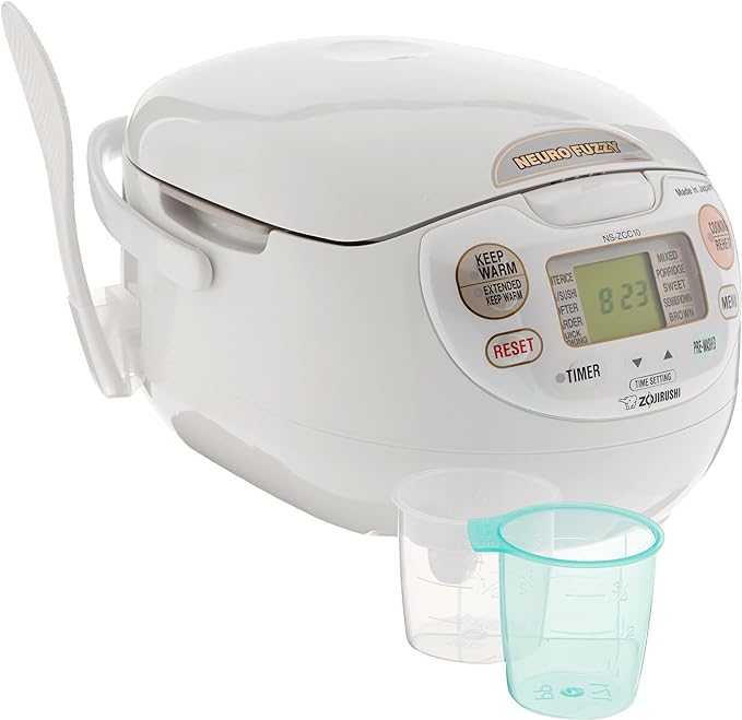 Zojirushi NS-ZCC10 Neuro Fuzzy Cooker, 5.5-Cup uncooked rice / 1L, White & NHS-10 6-Cup (Uncooked) Rice Cooker