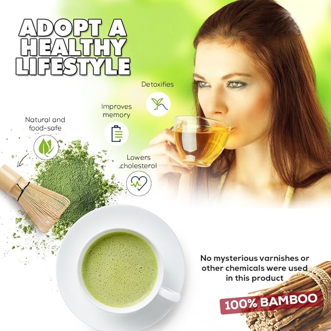 BambooWorx Matcha Whisk Set - (Chasen), Traditional Scoop (Chashaku), Tea Spoon. The Perfect Sets to Prepare a Traditional Cup of Japanese Tea, Handmade from 100% Natural Bamboo