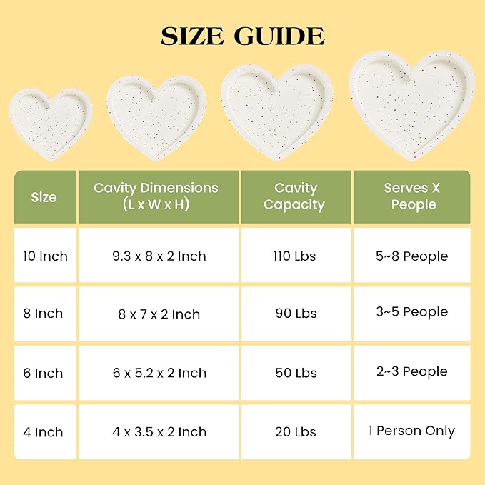 3 Pcs Silicone Heart Shaped Cake Pans 10 Inch 8 Inch 6 Inch Mini Small Large Heart Cake Pan Set Nonstick Silicone Heart Molds for Baking (Cream)