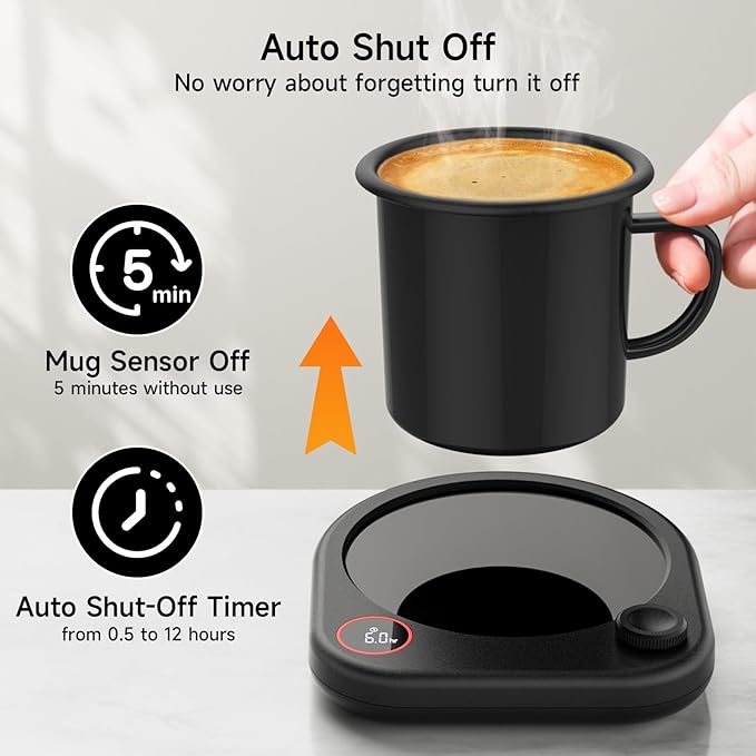 Oracer Coffee Mug Warmer for Desk, Electric Cup Heater for Tea Milk Beverages with Adjustable Temperature Display, Auto Shut Off Timer Mug Sensor, Candle Wax Heating Plate, Ideal Gift Accessory