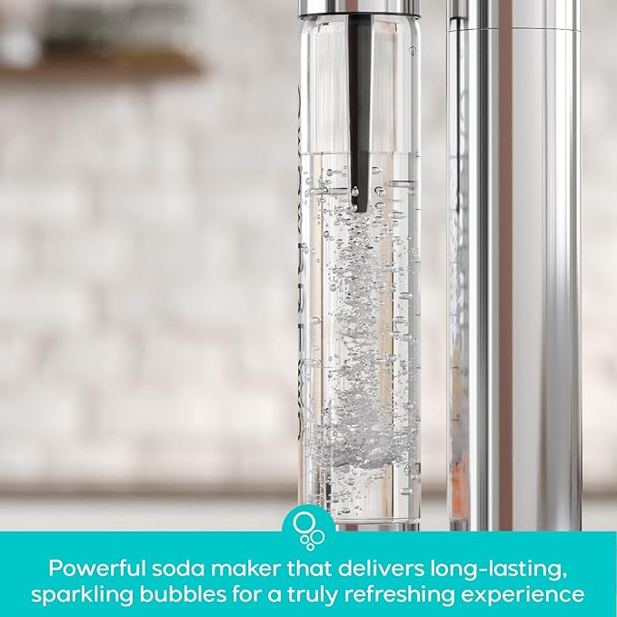 CASABREWS EDGE Soda Streaming Machine, Stainless Steel Sparkling Water Maker with Dual Safety Valves, BPA Free Bottle Soda Maker Carbonates Water, Wine, Juice, Uses 60L CO2 Carbonators (NOT Included).