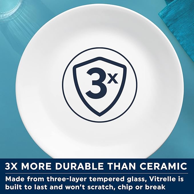 Corelle Dinnerware Set (4pc Set, Mystic Gray)-Set for 4 | Includes 4 x Side Plates | 80% Recycled Glass | 3 X More Durable, Half the Space & Weight of Traditional Ceramic