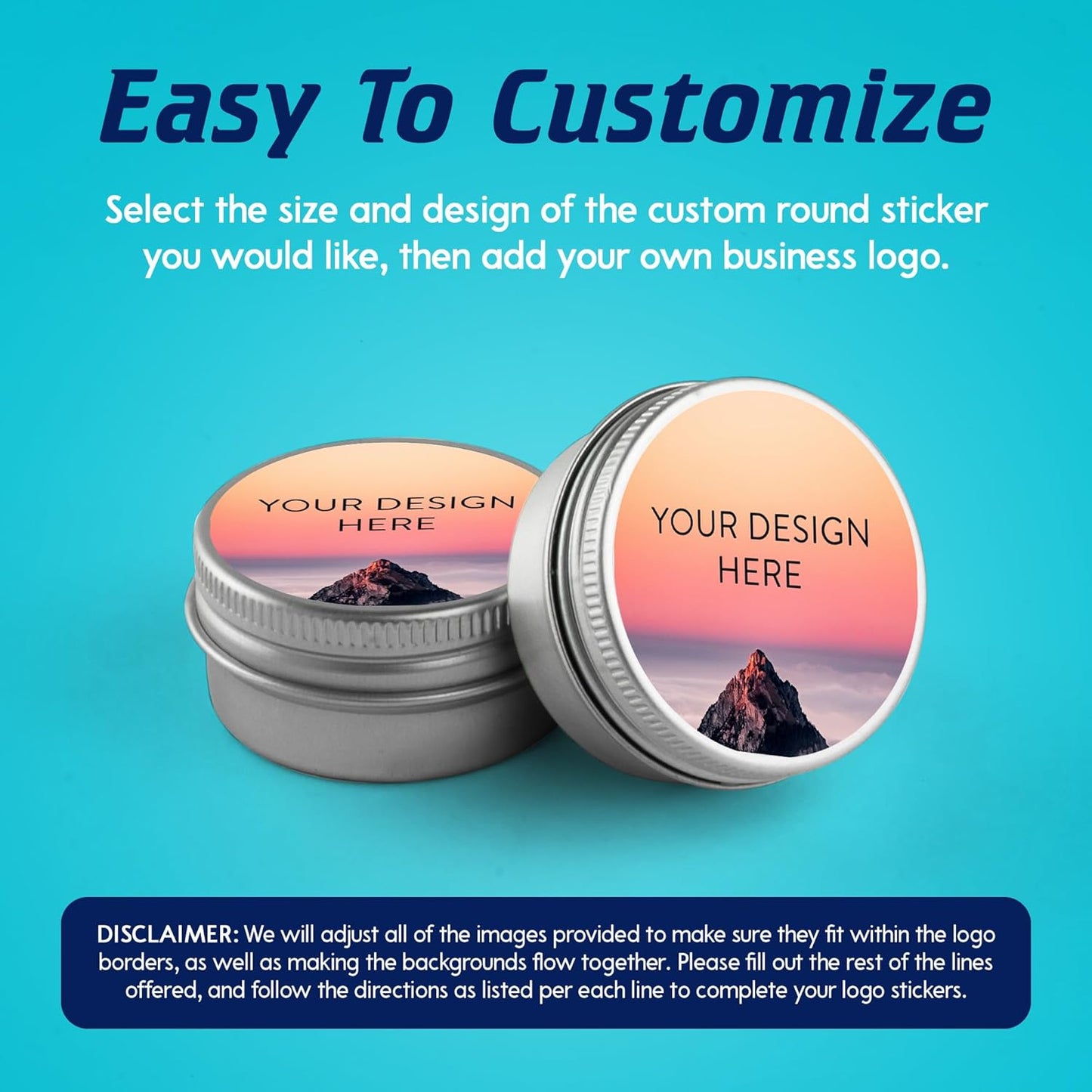 100 Custom Vinyl Stickers - Upload Your own Image, Text, Design, Logo - Personalized Logo Labels for Handmade, Packaging, Bottle, Jars, Candle, Brand Stickers (Mountain, 1.5x1.5)