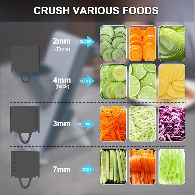 Mandoline Slicer Safe Multifunctional Dicer Adjustable Commercial Slicer Machine Stainless Steel Chopper (White Deep Grey)