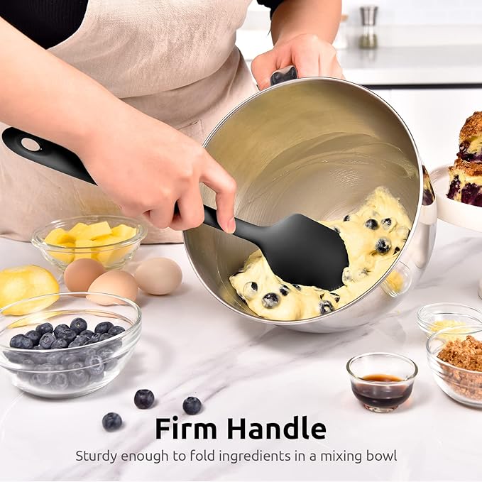 U-Taste 14in Extra Large Flexible Silicone Spatula with 600ºF Heat Resistance, and Upgraded Measuring Cups and Spoons Set of 12 with Reinforced Welded Handle (Black)