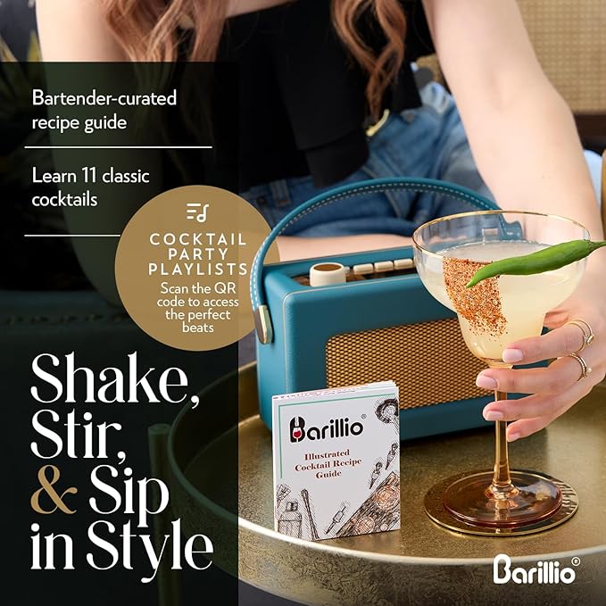Barillio Black Bartender Kit – 23-Piece Stainless-Steel Cocktail Shaker Set with Premium Acacia Stand | Martini Barware Mixing Tools for Home Bartending | Gift Set