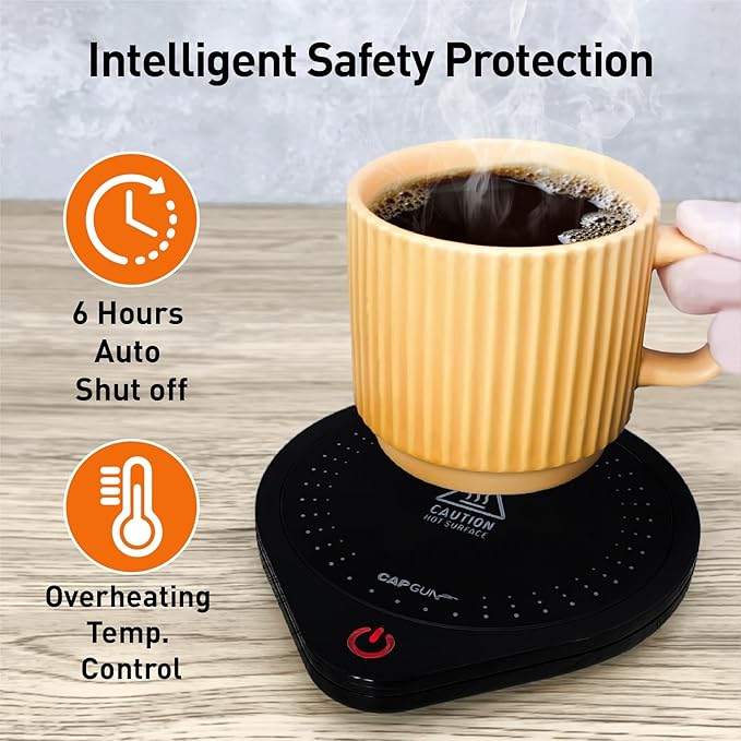 25W Electric Candle Warmer for Coffee Mugs, 75℃ Heating & Auto Shut-Off, Spill-Proof Desk Warmer for Beverages (Black)