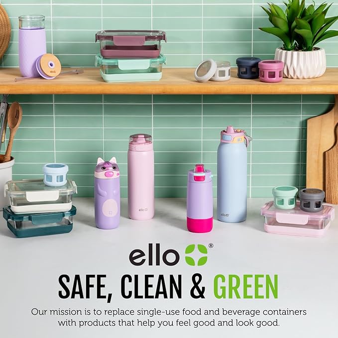 Ello Pop & Fill 22oz Stainless Steel Water Bottle with QuickFill Technology, Double Walled and Vacuum Insulated, Leak Proof Locking Lid, Straw and Chug, Fits Cupholder, Reusable BPA Free, Black Zebra
