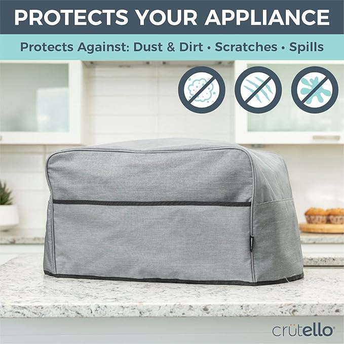 Crutello 9 Slice Toaster Oven Cover with Storage Pockets - For Small Appliances, Durable Kitchen Appliance Covers