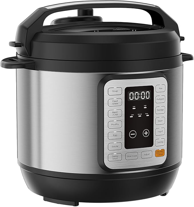 Sweetcrispy 16-in-1 Electric Pressure Cooker 6QT, 12-Preset Multi Cookers with Ceramic Pot, Slow Cook Rice Steamer Sauté Soup Yogurt Maker and More, Recipe Book