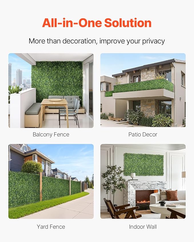 VEVOR Artificial Grass Wall Panels, 40 x 120 inch, Milan Grass Greenery Boxwood Panel for Indoor Outdoor Green Decor & Ivy Fence Covering, Privacy Backdrop Wall Hedge Screen for Garden