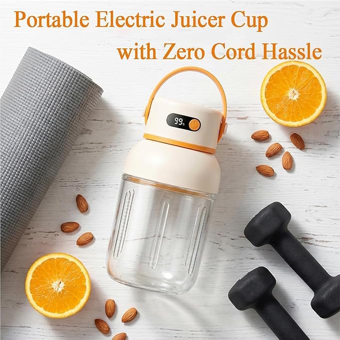 Portable Electric Juicer Cup with Zero Cord Hassle, USB-C Rechargeable Multifunctional Portable Juicer Cup for Smoothies, Protein Shakes, Travel, Gym & Office (800ML)