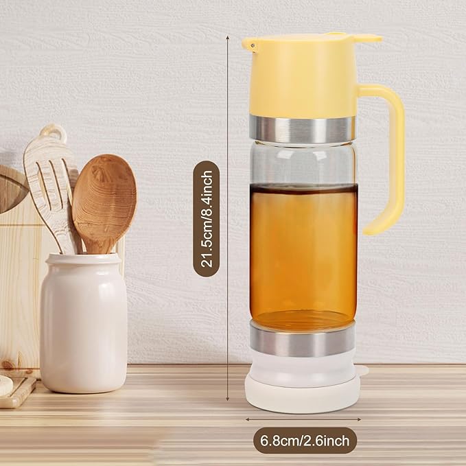 2 Pack 12 Oz Glass Honey Dispenser Pot with Silicone Base No Drip Honey Container Jar, Maple Syrup Dispenser with Handle for Pancake, Coffee or Tea Yellow