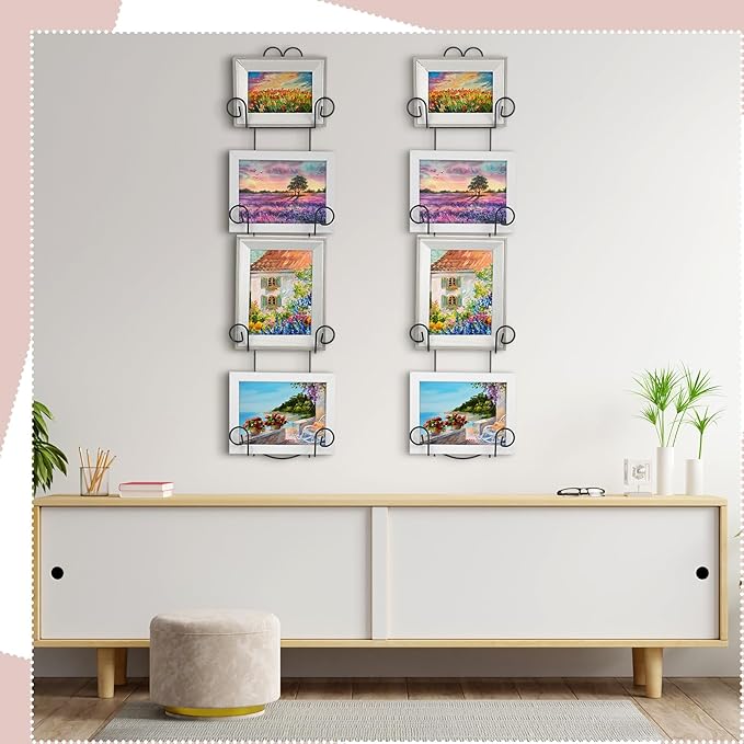 Menkxi 2 Pcs Plate Rack for Wall Vertical Vintage Wall Plate Holder Decorative for Display Hanger Brackets Mount Rack Arts with Screw and Nut Fittings for Display Dishes Picture Frame(4 Tier,Black)