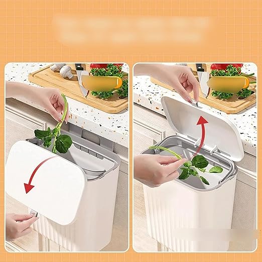 Hanging Trash Can, Kitchen Garbage Bin Waste Bins, Kitchen Hanging Trash Can with Lid Wall Mounted Kitchen Trash Can for Cabinet Door Recycling Trash Basket (Color : B)