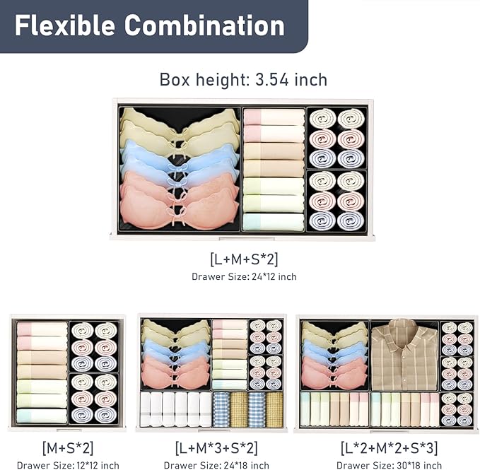 DIMJ Drawer Organizer Clothes- 26 Pack Baby Dresser Organizer for Nursery, Small Fabric Closet Drawer Organizer Bins for Underwears Socks, Foldable Storage Dividers Organization for Bedroom