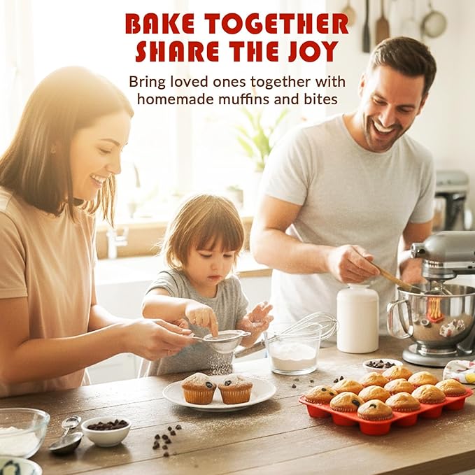 HKNMTT Silicone Muffin Pan for Baking, Cupcake Egg bites Brownie Mold 12 Cup Regular Size, Oven Safe BPA Free kitchen Appliances