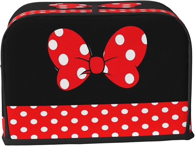Red Polka Dot Bow Toaster Cover 2 Slice, Cute Country Bread Machine Cover, Washable Toaster Kitchen Small Appliance Cover Stain Resistant,with Top Handle