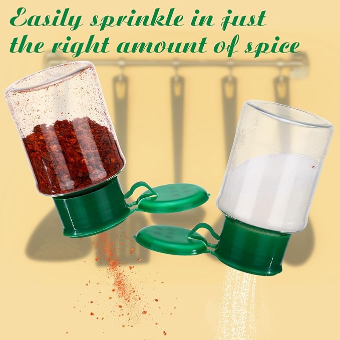 Amyhill 100 Pcs Plastic Spice Bottles Spice Jars with Green Cap Seasoning Jars Shaker 2 Oz/ 60ml Clear Bottle Containers with Shaker Lids for Storing for Spices, Herbs, Powders, Glitters Supplies