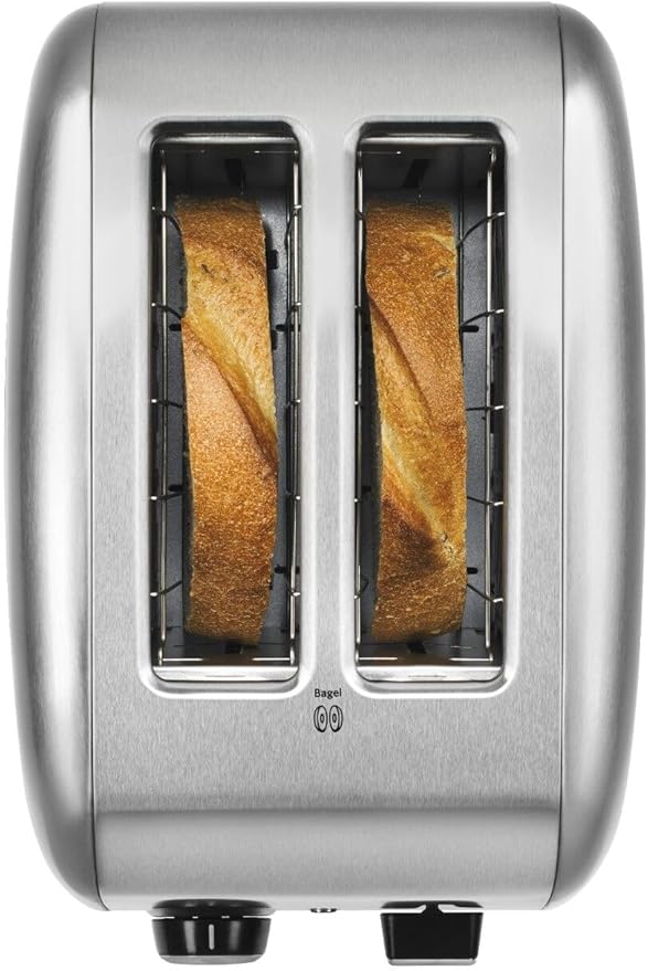 KitchenAid KMT2115SX Stainless Steel Toaster, Brushed Stainless Steel & 7-Speed Mixer-KHM7210 Hand Mixer, White