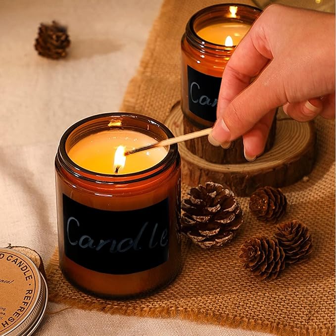 8oz Amber Candle Jars Set of 3,Round Glass Jar with Black Lids,Empty 250ml Glass Candle Making Jar Bulk Thick Small Food Storage Jars for Spice,Candy,Powder