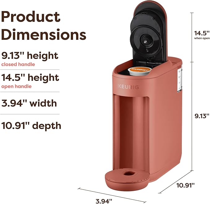 Keurig K-Mini Mate Single Serve K-Cup Pod Coffee Maker, Brews Up to 12 oz Cup, Compact Portable Coffee Machine for Small Spaces, Great for Dorms & Offices, Red Rocks