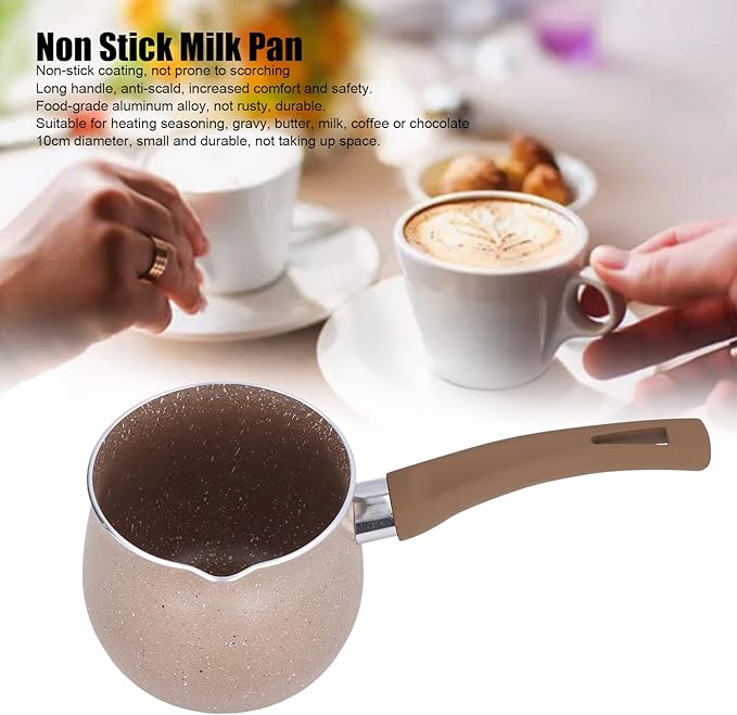 Mini Saucepan, Nonstick Butter Warmer Multi Milk Pot Stockpot Practical Small Melting Pot with Handle Pour Spouts