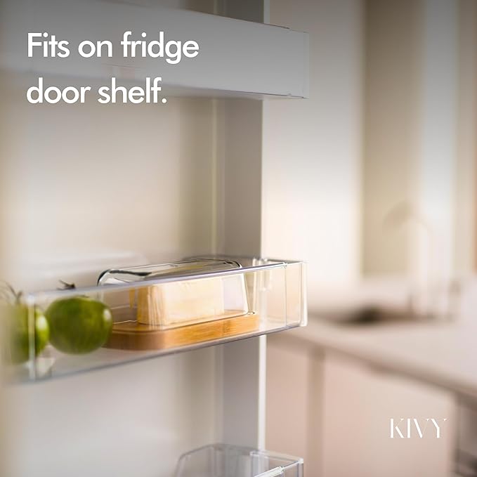 KIVY Butter Dish (Black Marble & Glass) - For countertop and refrigerator door shelf - Marble butter keeper - Stone butter dish with lid - Dishwasher Safe
