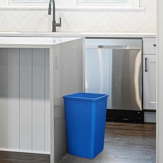 Rev-A-Shelf Polymer Replacement 27 Quart Trash Bin Recycle Waste Garbage Container for Kitchen Cabinet Pullouts, Blue, 2 Pack, RV-1024-22-2