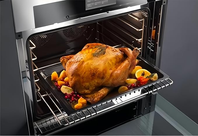 Stainless Steel Sturdy Roasting Pan with Cooling Rack – Oven, Toaster & Grill Safe, Deep Edge, Smooth Finish, Dishwasher Safe – Perfect for Turkey, Chicken, BBQ (23.4x15.6x2.8in)