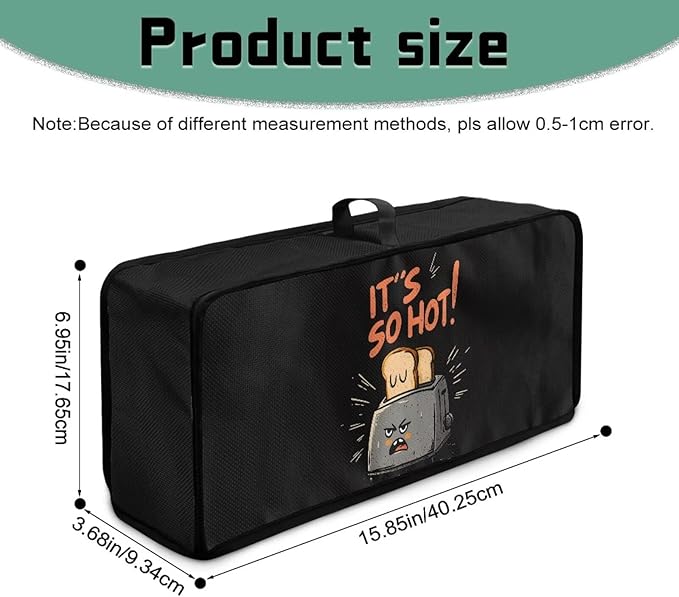 Funny Bread Print Toaster Cover 2 Slice Fabric Heat-Resistant Slim Dustproof Protective Cover, Foldable Easy Storage for Kitchen Small Appliances