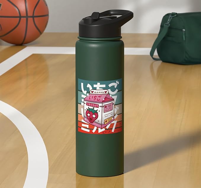 Kawaii Milk Carton Japanese Culture Adorable Strawberry Cute Stainless Steel Insulated Water Bottle