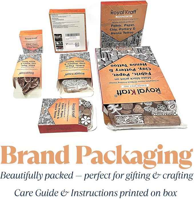 Royal Kraft Assorted Wooden Block Printing Stamps (Set of 25) Bulk01_25C