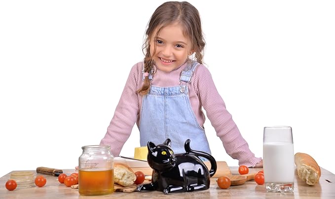 Black Cat Butter Dish with Lid – Ceramic Butter Holder, Porcelain Butter Container – Cute Cat Kitchen Decor – Dishwasher & Microwave Safe – Fits 7.8 x 4.7 Inch Butter Stick