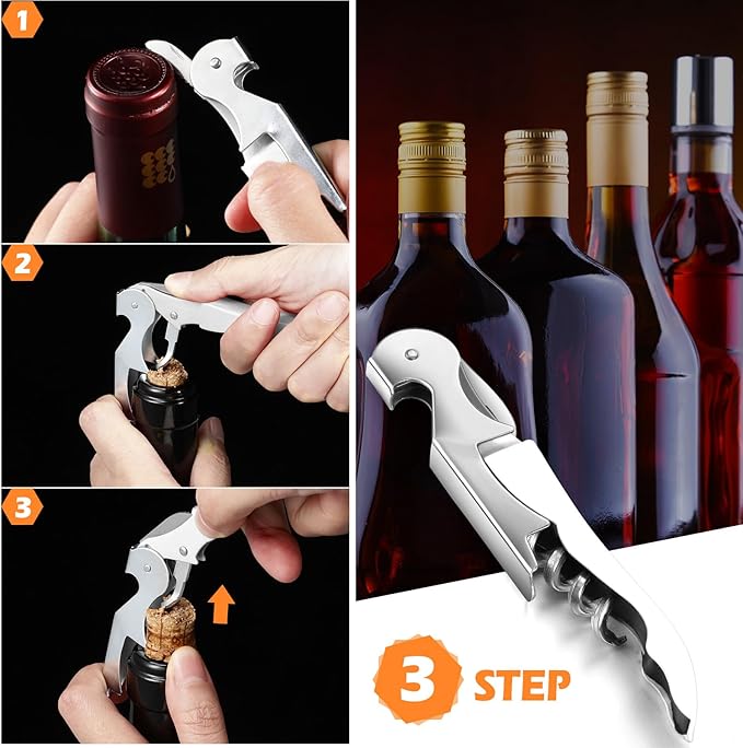 Honoson 40 Pcs Wine Key Opener Corkscrew Bottle Wine Opener Waiter Metal Heavy Beer Corkscrew Serrated Foil Cutter Key for Home Restaurants Bars Waiter Bartenders (Black,White)