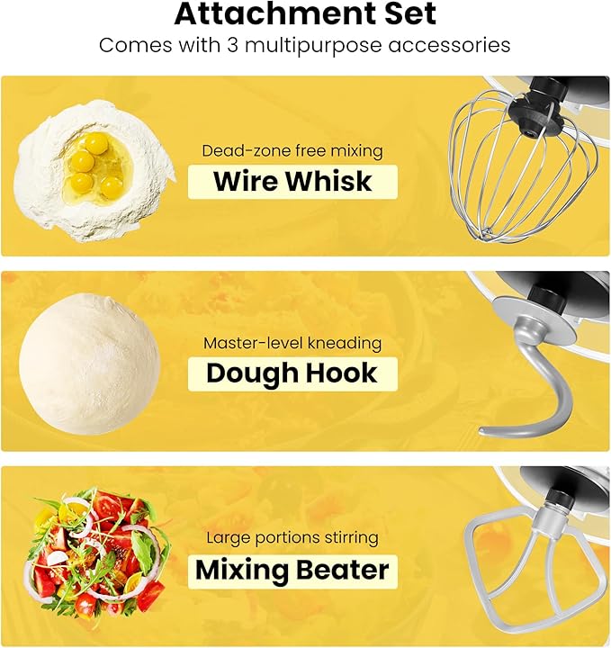 VIVOHOME Stand Mixer with Fermentation, One-Touch Presets, and 6 Qt Bowl, White, and VIVOHOME 660W 10 Speed 6 Quart Stand Mixer with Beater, Dough Hook, Wire Whip and Egg Separator, Red