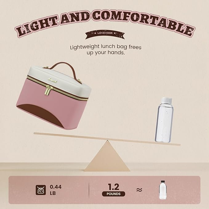 LOVEVOOK Lunch Box for Women,Large Adult Insulated Lunch Bag for Women,Leakproof Cooler Bag for Office Picnic Hiking Beach,Lunch Tote Bag with Adjustable Shoulder Strap